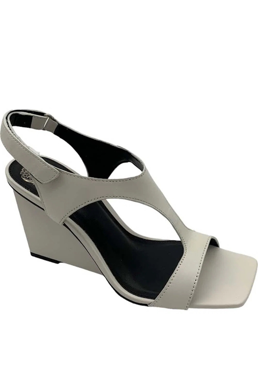 Vince Camuto Leather Wedge Heel Sandals Larahana Coconut Cream - Medium - Picture 1 of 3